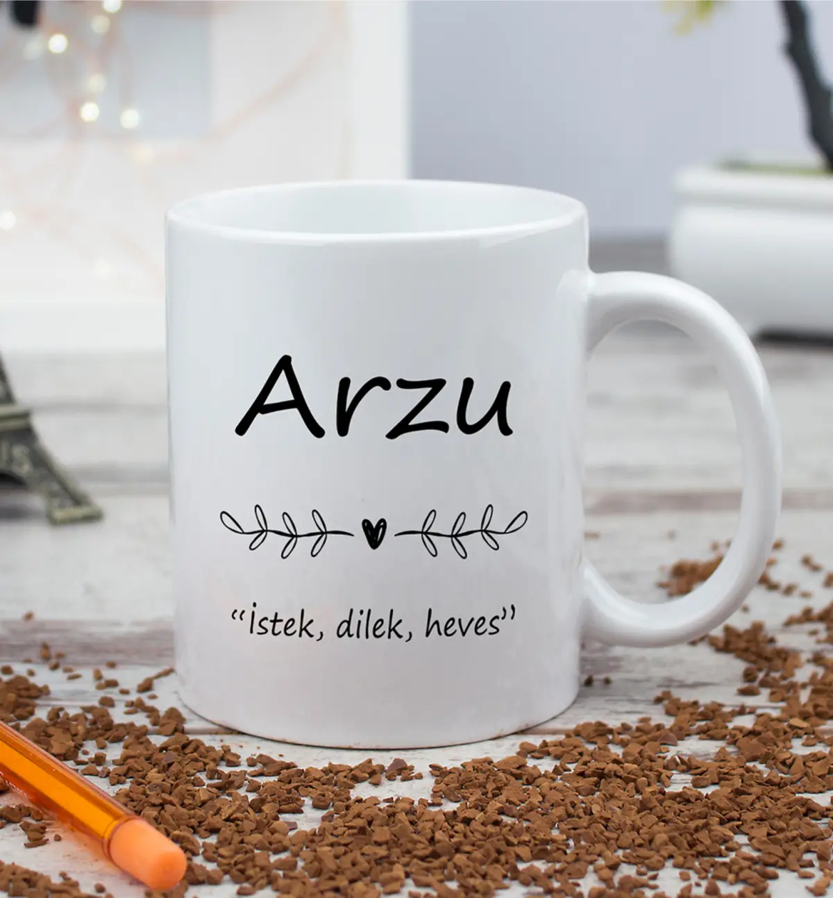 BASKILI PORSELEN KUPA