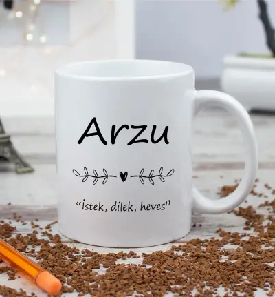 BASKILI PORSELEN KUPA