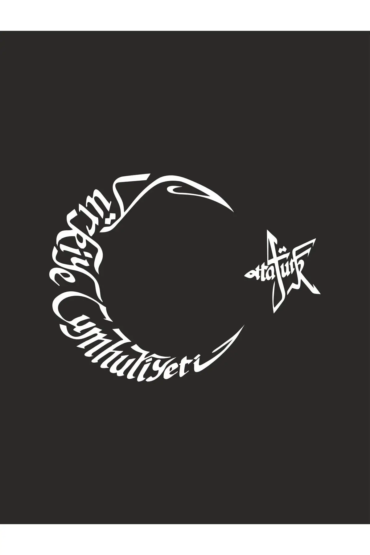 Türkiye Cumhuriyeti Atatürk Yazılı Ay Yıldız 30x23 Beyaz Oto Sticker 