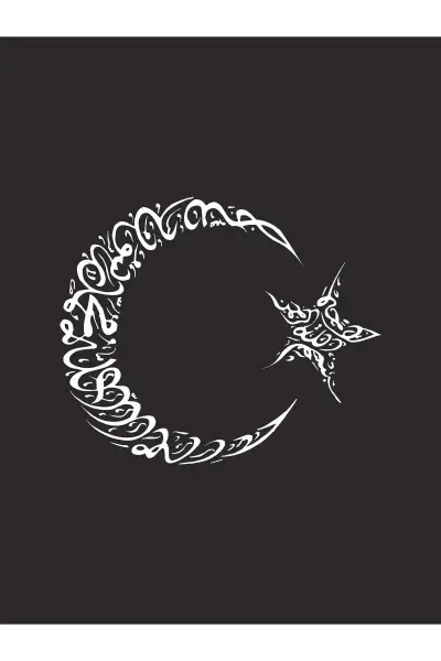 Ay Yıldız Tuğra Sticker 30x25 Beyaz Oto Sticke